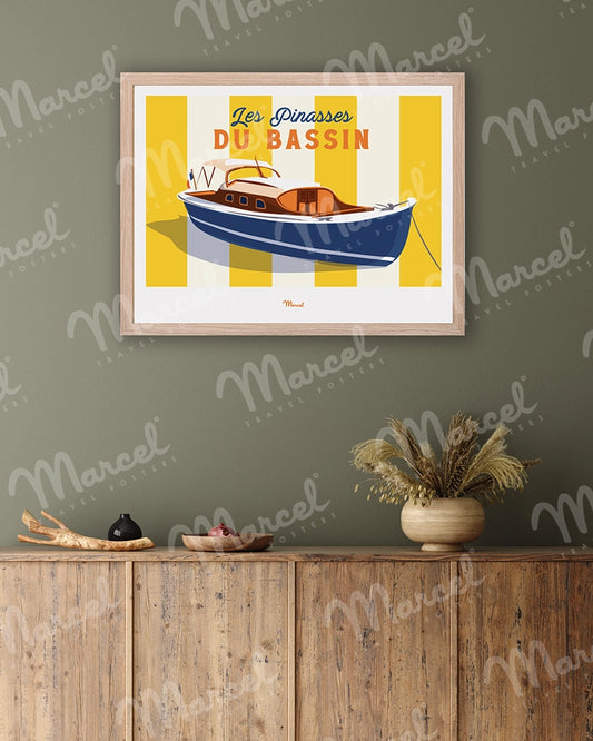 Affiche Travel Color BASSIN D'ARCACHON "Les Pinasses Jaunes du Bassin "