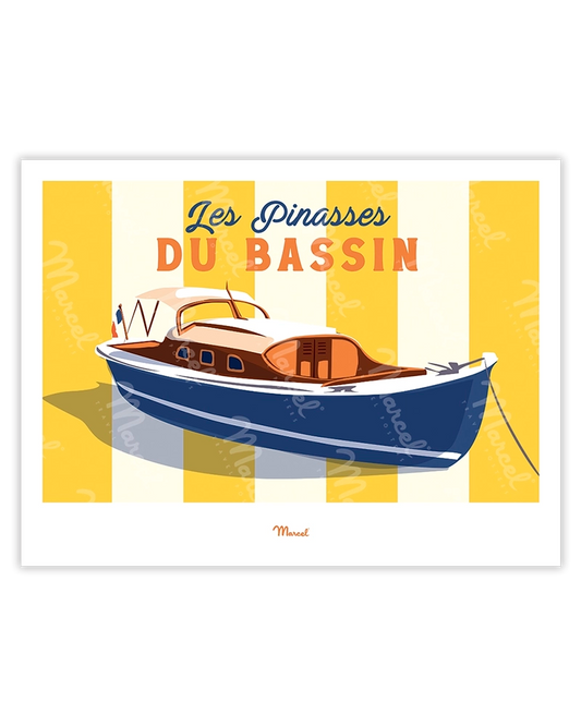 Affiche Travel Color BASSIN D'ARCACHON "Les Pinasses Jaunes du Bassin "