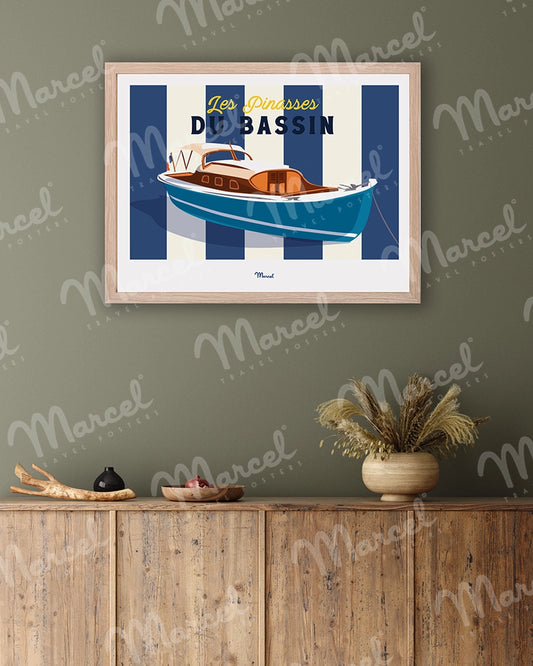 Affiche Travel Color BASSIN D'ARCACHON "Les Pinasses Bleues du Bassin "