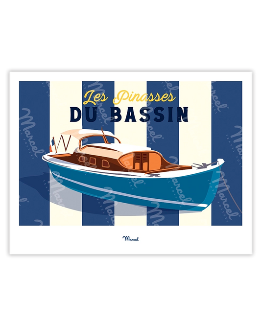 Affiche Travel Color BASSIN D'ARCACHON "Les Pinasses Bleues du Bassin "