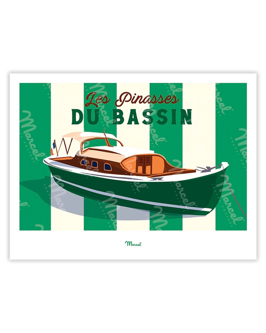 Affiche Travel Color BASSIN D'ARCACHON "Les Pinasses Vertes du Bassin "