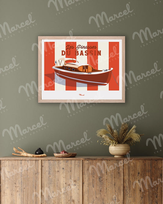 Affiche Travel Color BASSIN D'ARCACHON "Les Pinasses Rouges du Bassin "