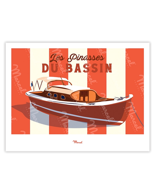 Affiche Travel Color BASSIN D'ARCACHON "Les Pinasses Rouges du Bassin "