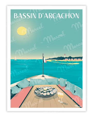 ARCACHON BASIN “in pinnace” poster