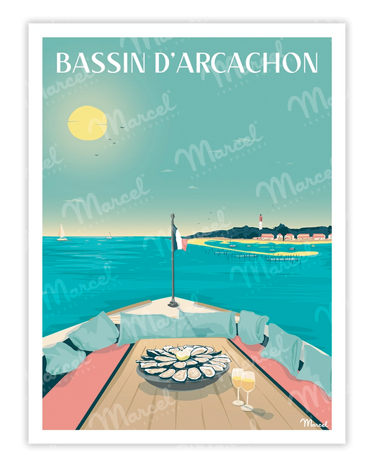 Affiche BASSIN D'ARCACHON "en pinasse"
