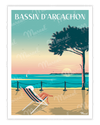 Affiche BASSIN D'ARCACHON "Bain de soleil"