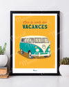 Affiche Travel Color "Sur la route des vacances en Van"