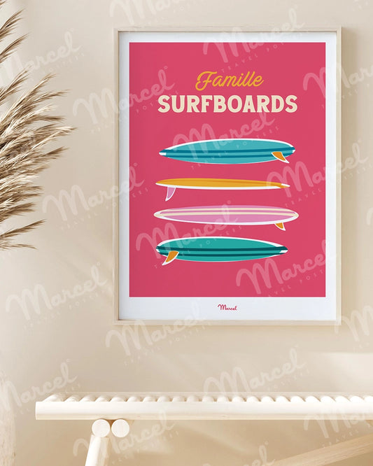 Affiche Travel Color "Famille Surfboards"