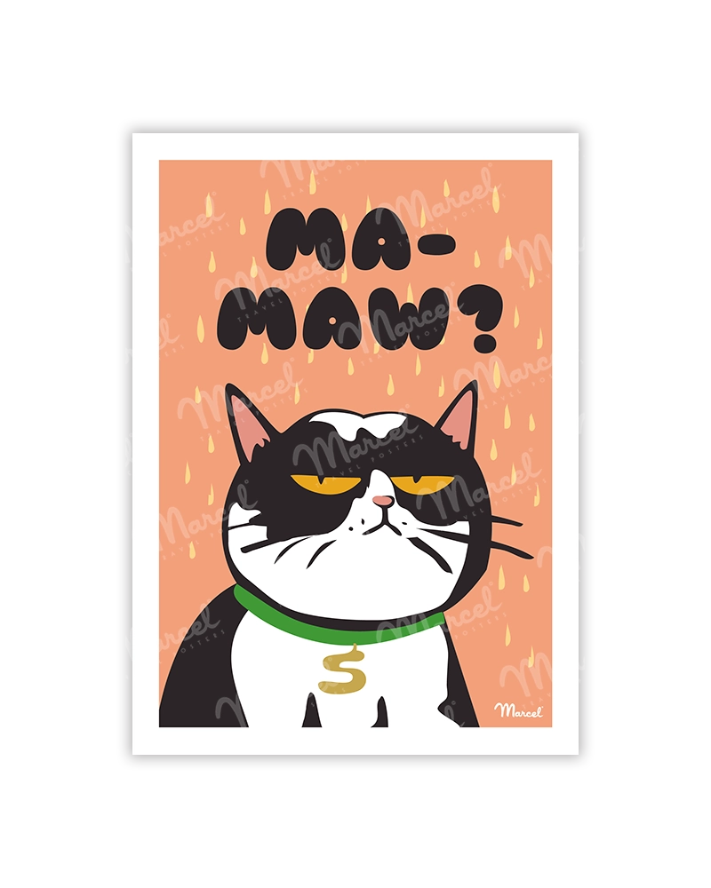 Carte de Voeux "Chat grincheux collier"