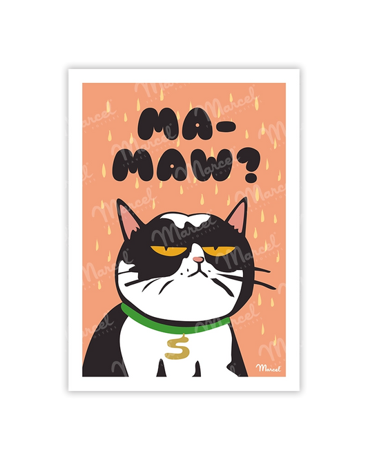 Carte de Voeux "Chat grincheux collier"