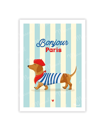 Carte postale Travel Color PARIS "Teckel"