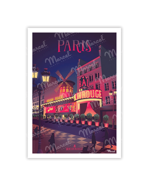 TABLEAU HUILE SUR Toile Caroline BURNETT PARIS Moulin Rouge + Cadre Bois Doré EUR 499,90