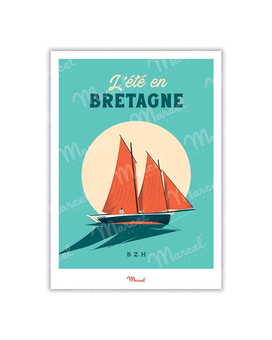 Carte postale Travel Color "L'été en Bretagne en bateau"