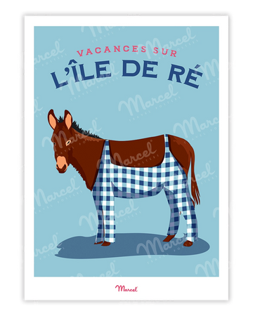 Affiche Travel Color ILE DE RÉ "L'Âne"