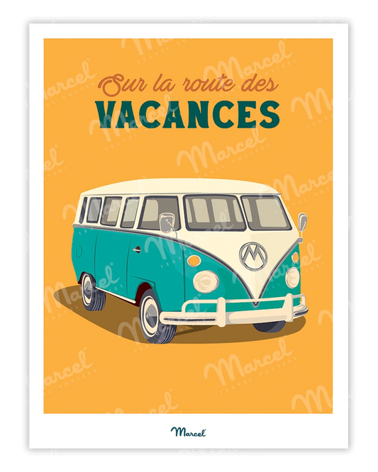 Affiche Travel Color "Sur la route des vacances en Van"