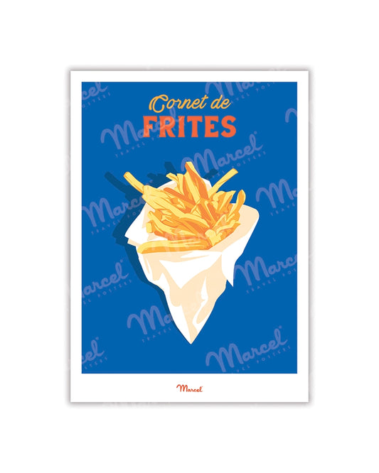 Travel Color postcard "Cone of fries"