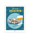 Carte postale Travel Color BASSIN D'ARCACHON "Huitres et vin blanc"