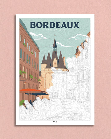 Poster Coloriage Mystère BORDEAUX "Porte Cailhau"