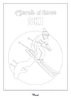 Carte Postale A5 à colorier "Le Ski"
