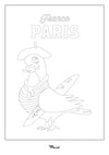A5 Postcard to color PARIS "Pigeon"