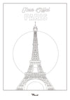 A5 Postcard to color PARIS "Eiffel Tower"