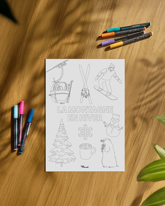 Carte Postale A5 à colorier Montagne "Mix"