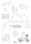 Carte Postale A5 à colorier TOULOUSE "Mix"