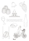 Carte Postale A5 à colorier BORDEAUX "Mix"