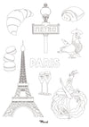 Carte Postale A5 à colorier PARIS "Mix"