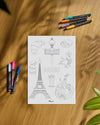 Carte Postale A5 à colorier PARIS "Mix"