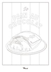 Carte Postale A5 à colorier "Pain au Chocolat"