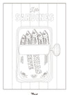 A5 Postcard to color "Sardines"