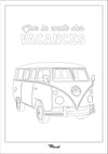 Carte Postale A5 à colorier "Sur la route des vacances en Van"