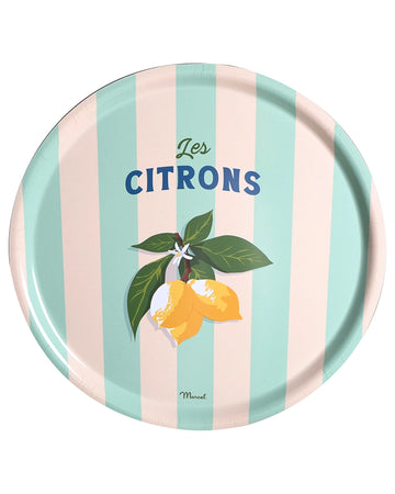 Travel Colour Round Kitchen Tray "Lemons"