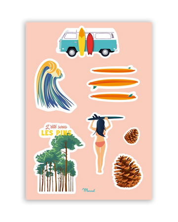 Planche de stickers "Surf"