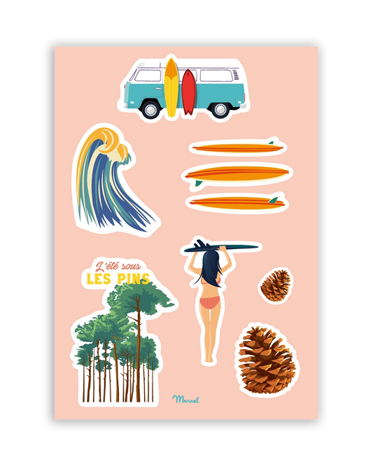 Planche de stickers "Surf"