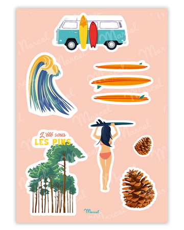 Planche de stickers "Surf"