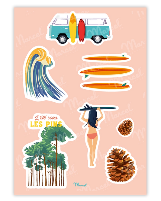 Planche de stickers "Surf"