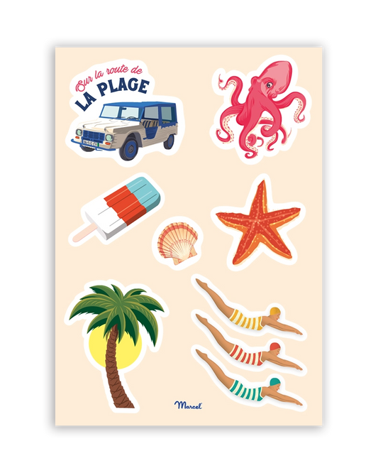Planche de stickers "Vacances à la mer"
