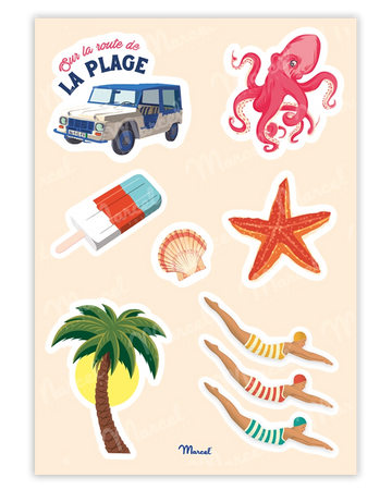 Planche de stickers "Vacances à la mer"