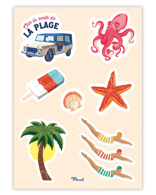 Planche de stickers "Vacances à la mer"