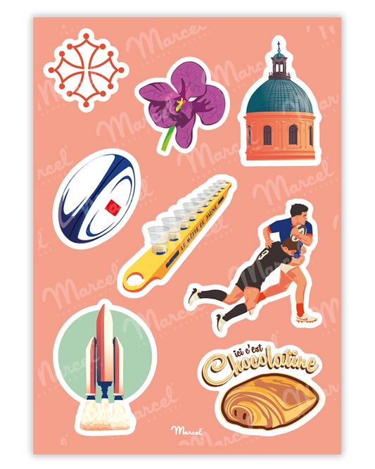 Planche de stickers TOULOUSE