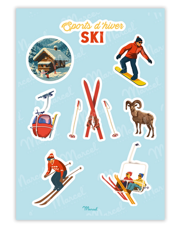 Planche de stickers "Sports d'hiver"