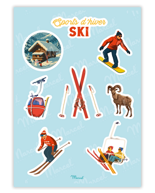 Planche de stickers "Sports d'hiver"