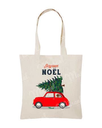 Tote Bag Travel Color "Voiture et sapin de Noël"