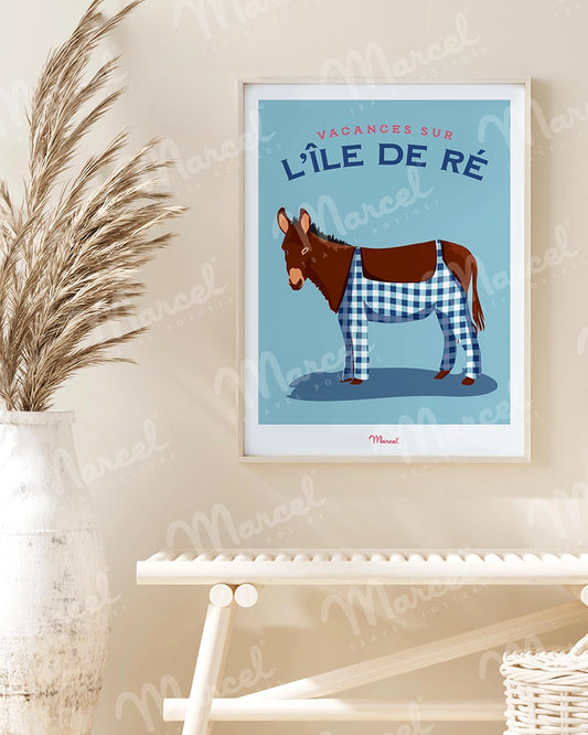 Affiche Travel Color ILE DE RÉ "L'Âne"